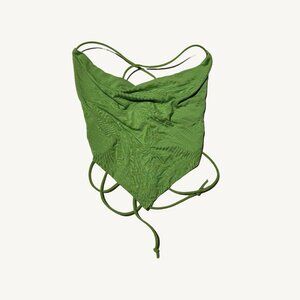 Women's Green Triangle Shaped Cowl Neck Green Crop Tank Top Size Small